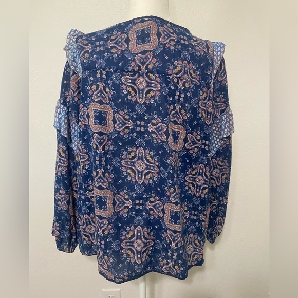True Craft women's XL boho peasant style blouse with ruffle detail EUC - Picture 2 of 8
